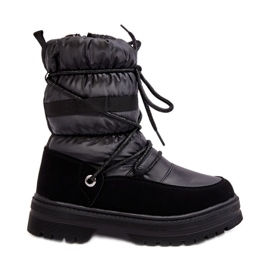 Botas de nieve para niños impermeables con aislamiento de lana Black Romaine negro