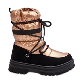 Botas de nieve para niños impermeables con aislamiento de lana Golden Romaine dorado