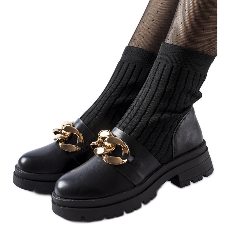 Botines calcetín negros con cadena Giussago