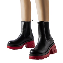 Botines aislantes negros con tacón Tirano rojo