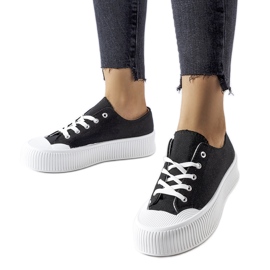 Zapatillas negras sobre plataforma Fortunata blanca. negro