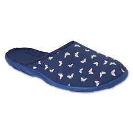 Pantuflas de mujer befado 235D192 azul con mariposas blancas