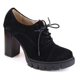 Zapatos de mujer de ante negro con tacón y plataforma, Filippo DP4918