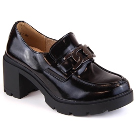 Mocasines de charol negro con tacón alto Filippo DP4785
