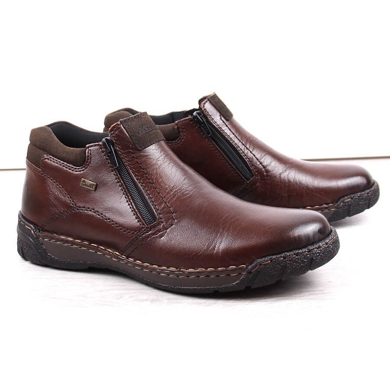 Botas de hombre impermeables de piel con aislamiento marrón Rieker B0392-25