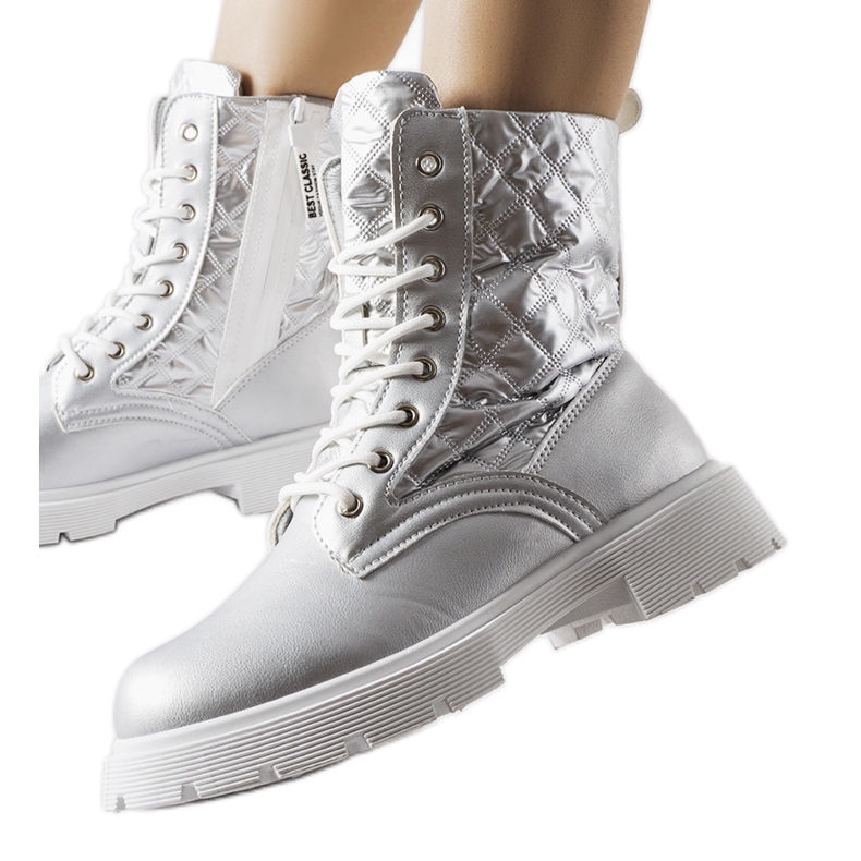 Inna Botas plateadas decoradas con acolchado Jalbert. plata