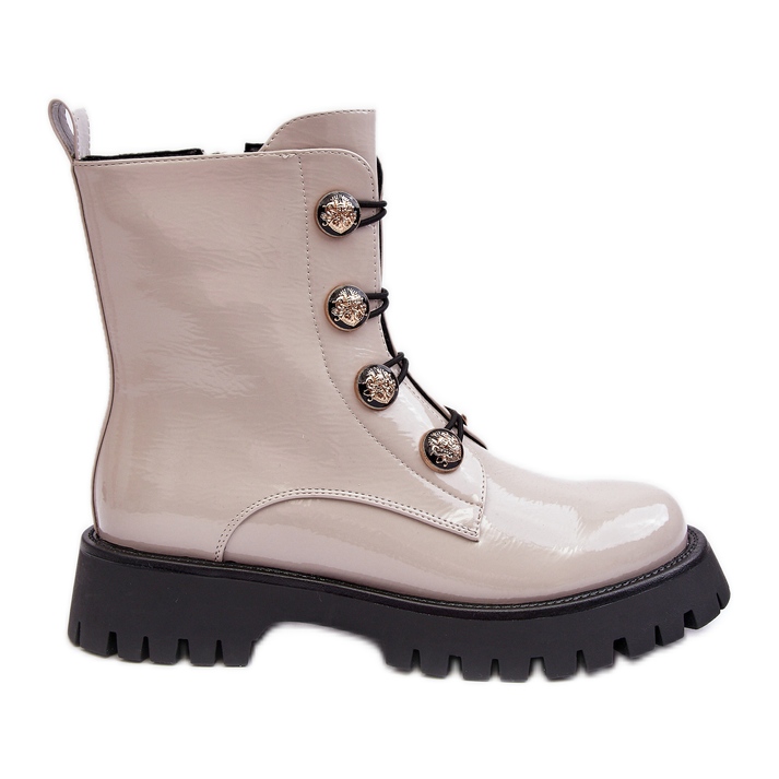 S.Barski Botines Mujer Aislados Con Botones Decorativos D&amp;A MR870-51 Beige Claro