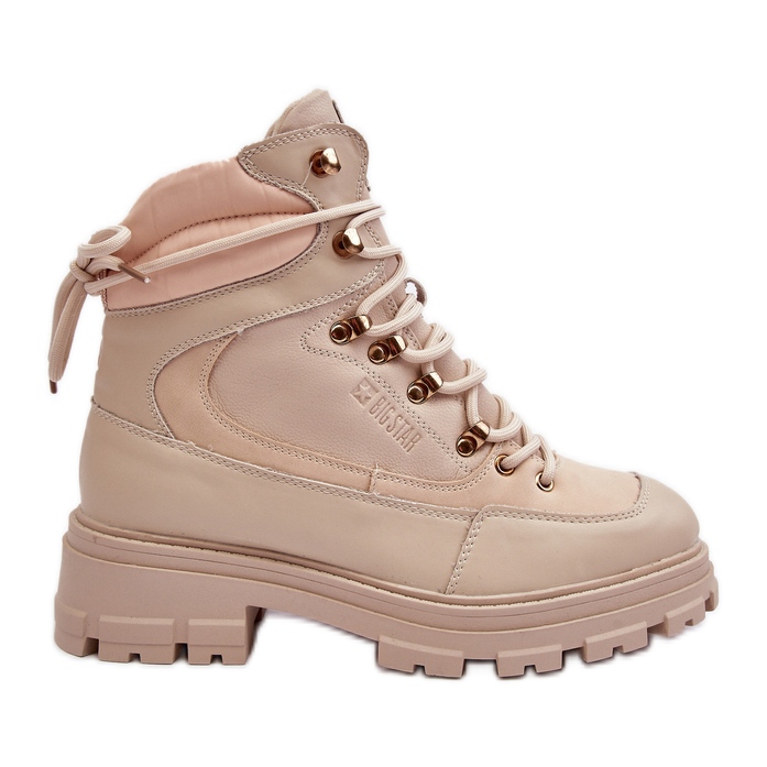 Botines de mujer con cordones y aislantes Beige claro Big Star MM274664