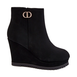 WJ2 Botines Mujer Cuña Con Pequeño Adorno, Negro Bertolina
