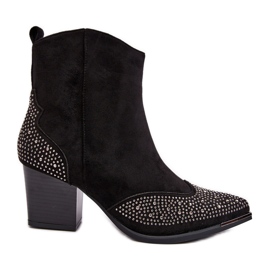 FS1 Botas Vaqueras De Mujer Decoradas Con Tacón Alto Negro Eleduana