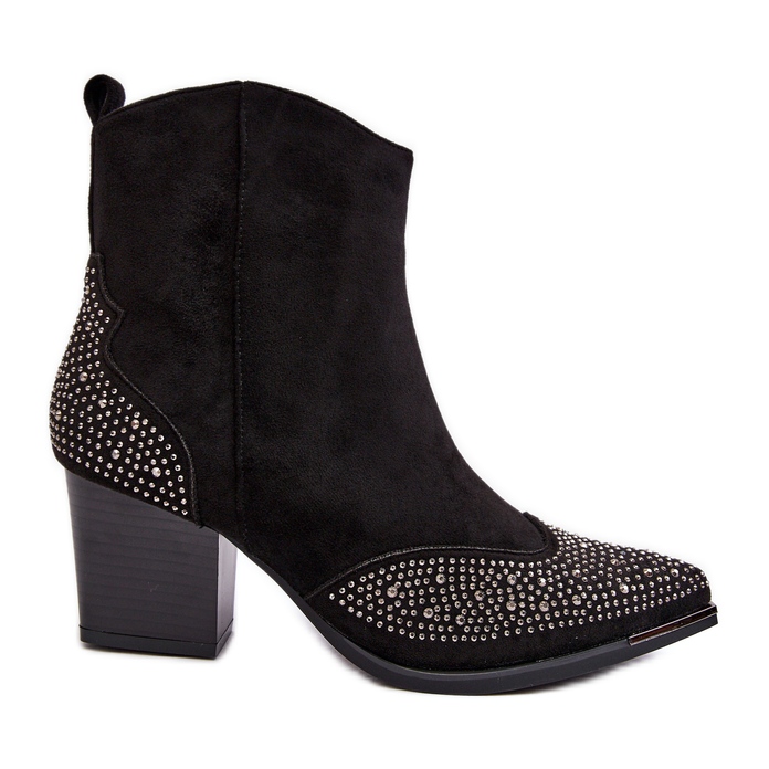 FS1 Botas Vaqueras De Mujer Decoradas Con Tacón Alto Negro Eleduana