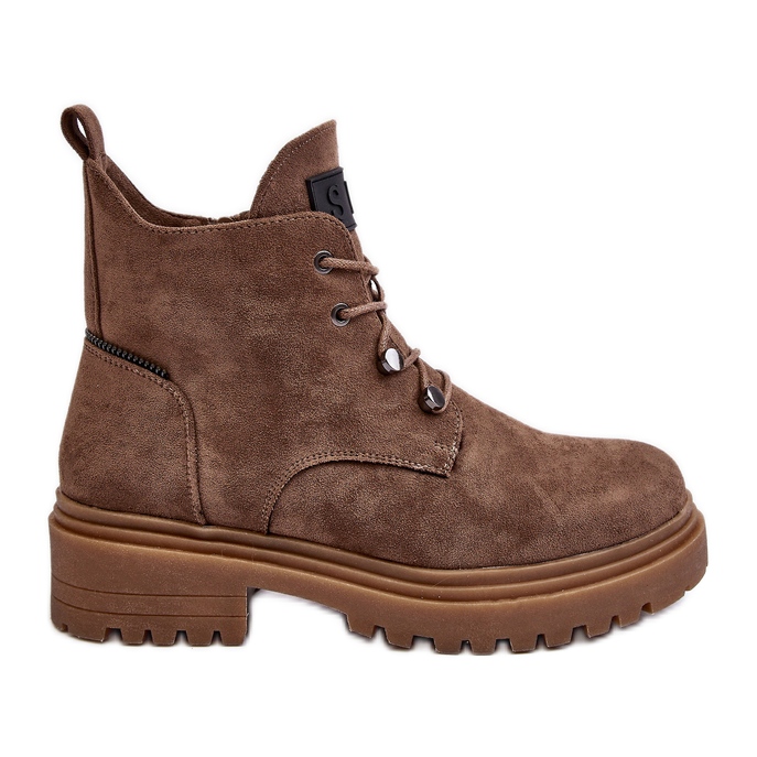 Sergio Leone Botas bajas y cálidas de mujer con cremallera, beige oscuro Cameronia