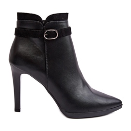 Sergio Leone Botines De Mujer Con Tacón Alto Y Hebilla Aislados Negro Aesha