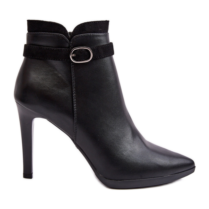 Sergio Leone Botines De Mujer Con Tacón Alto Y Hebilla Aislados Negro Aesha