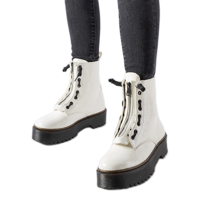 Inna Botines de plataforma blancos con grabado Ascea Inna Botines de plataforma blancos con grabado Ascea