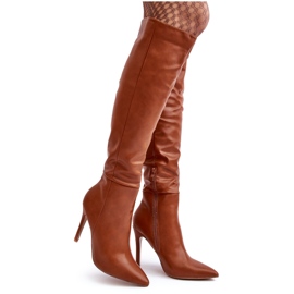 WS1 Botas de tacón alto por encima de la rodilla para mujer, Sirenpha marrón WS1 Botas de tacón alto por encima de la rodilla para mujer, Sirenpha marrón