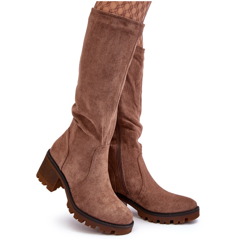 WS1 Botas de tacón bajo por encima de la rodilla para mujer, marrón Beveta WS1 Botas de tacón bajo por encima de la rodilla para mujer, marrón Beveta