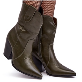 WS1 Botas Vaqueras Tacón Alto Mujer Verde Oscuro Melaitia