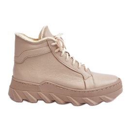 Botas de mujer de piel con aislamiento y plataforma beige Lemar Jevette