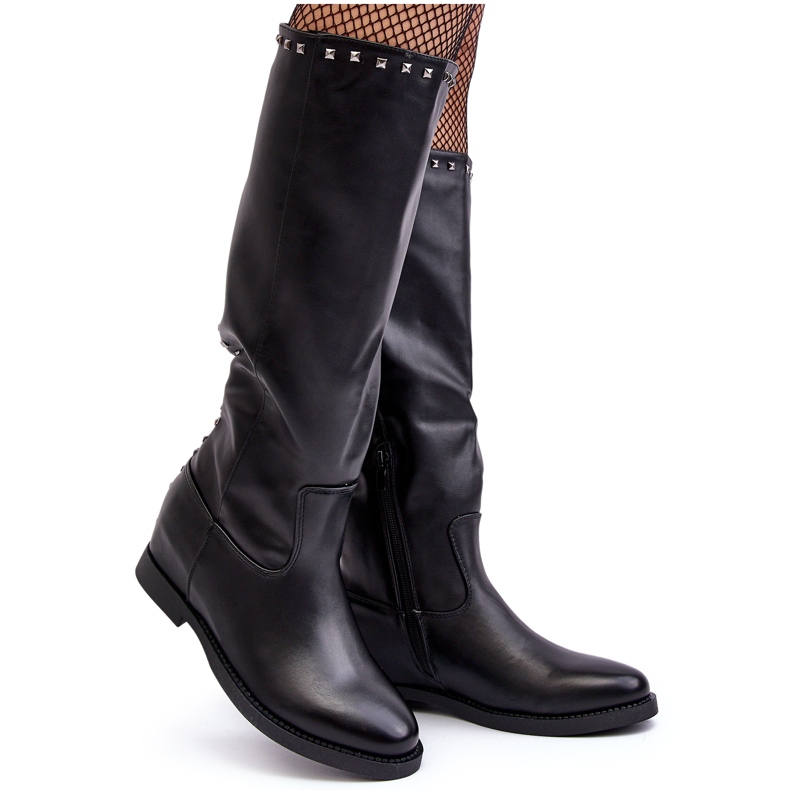 Botas por encima de la rodilla de mujer decoradas con tachuelas, Bevitis negro