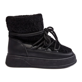 FG2 Botas de nieve con plataforma para mujer negro Ahatissa