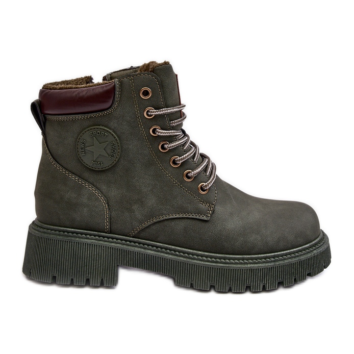 PE1 Botines Cálidos De Piel Verde Oscuro Felizia