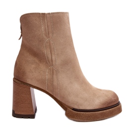 Botines Mujer Ante Tacón Alto Beige Lemar Remilda
