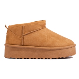 Botas de nieve Shelovet camel con plataforma corta marrón