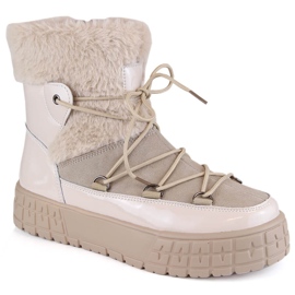 Botas de nieve de Filippo con pelaje beige barnizado