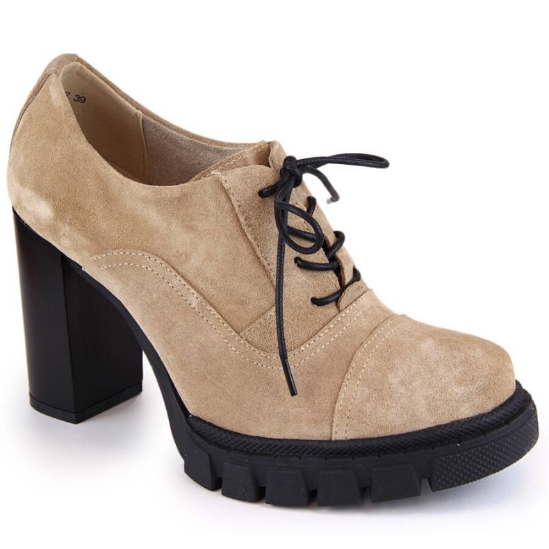 Filippo W PAW473B Zapatos de piel beige con tacón y plataforma