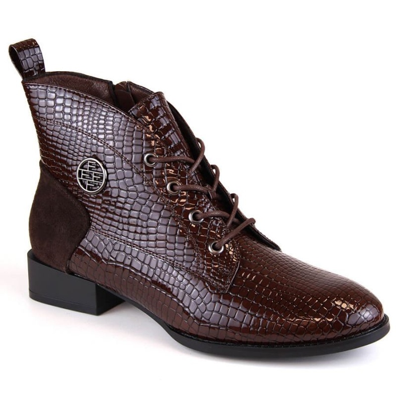 Filippo W PAW478B Botas aislantes de charol cocodrilo, marrón