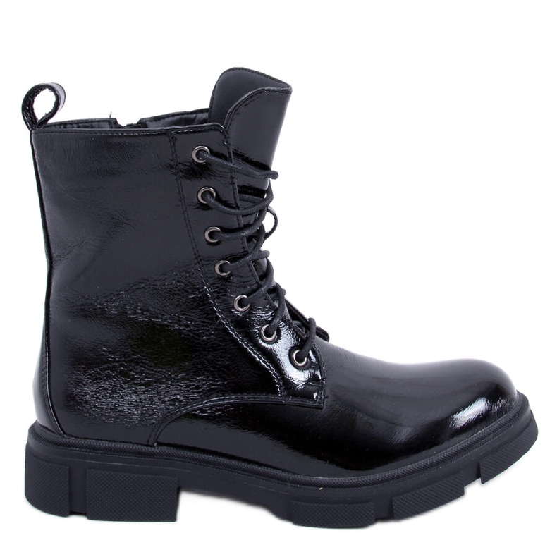 Botas lacadas con cordones de Neil Black negro