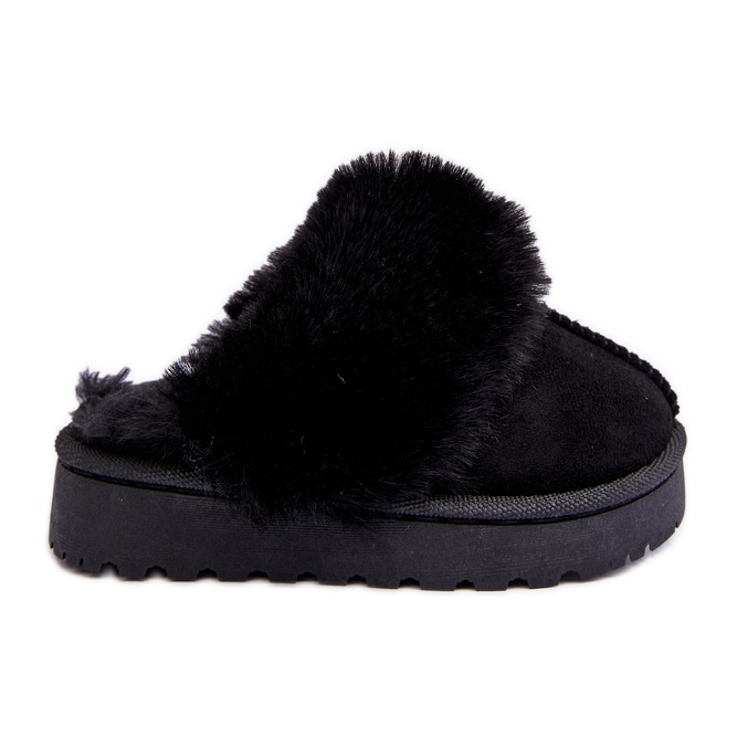 Pantuflas infantiles con pelo, Negro Birasta