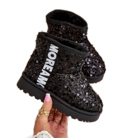 Botas de nieve para niños aisladas con lentejuelas, negro Rebbica