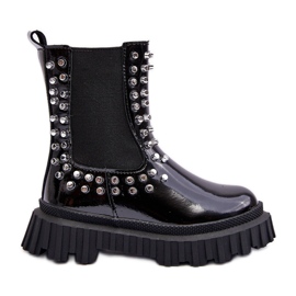 Botas Chelsea de charol para niña decoradas con pedrería Adelie negra negro