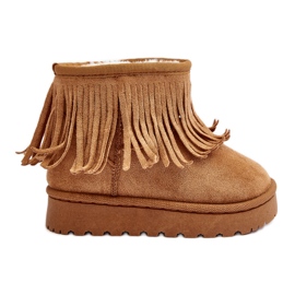 Botas de nieve infantiles aislantes con flecos decorativos Camel Nimia marrón