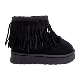 Botas de nieve infantiles aislantes con flecos decorativos, Negro Nimia