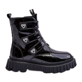 FR1 Botas de niña lacadas y aislantes, Negro Rilina