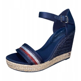 Sandalia de cuña alta de grosgrain de Tommy Hilfiger FW0FW05254 azul