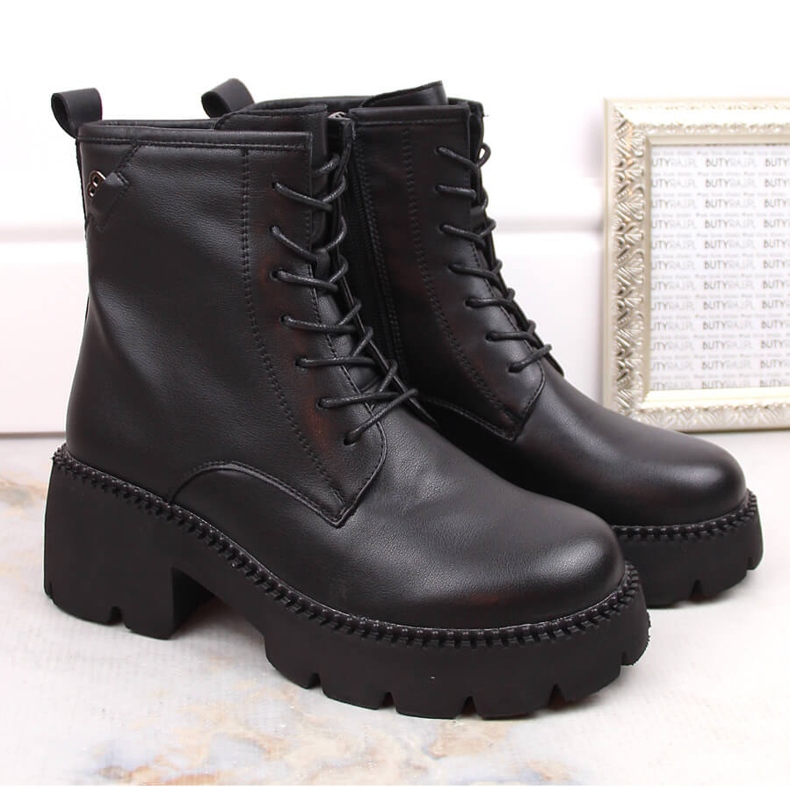 Botas de mujer de piel con tacón y plataforma, aislantes, negro, T.Sokolski 191