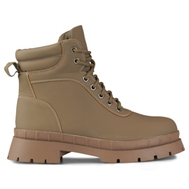 Botas marrones con cordones para mujer beige