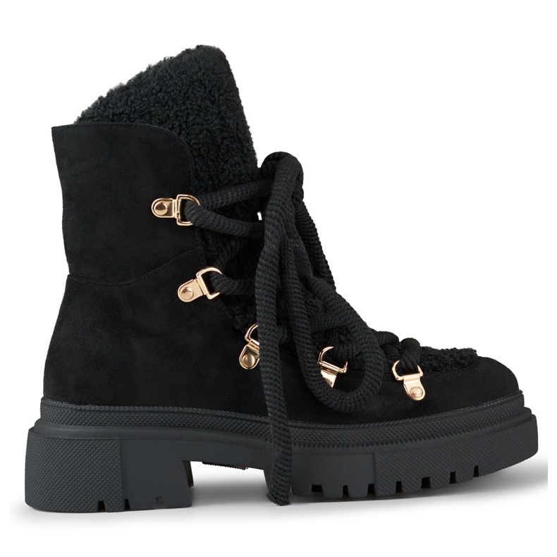 Botas de nieve de pelo negro para mujer