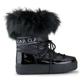Botas de nieve de mujer negras con pelo decorativo. negro