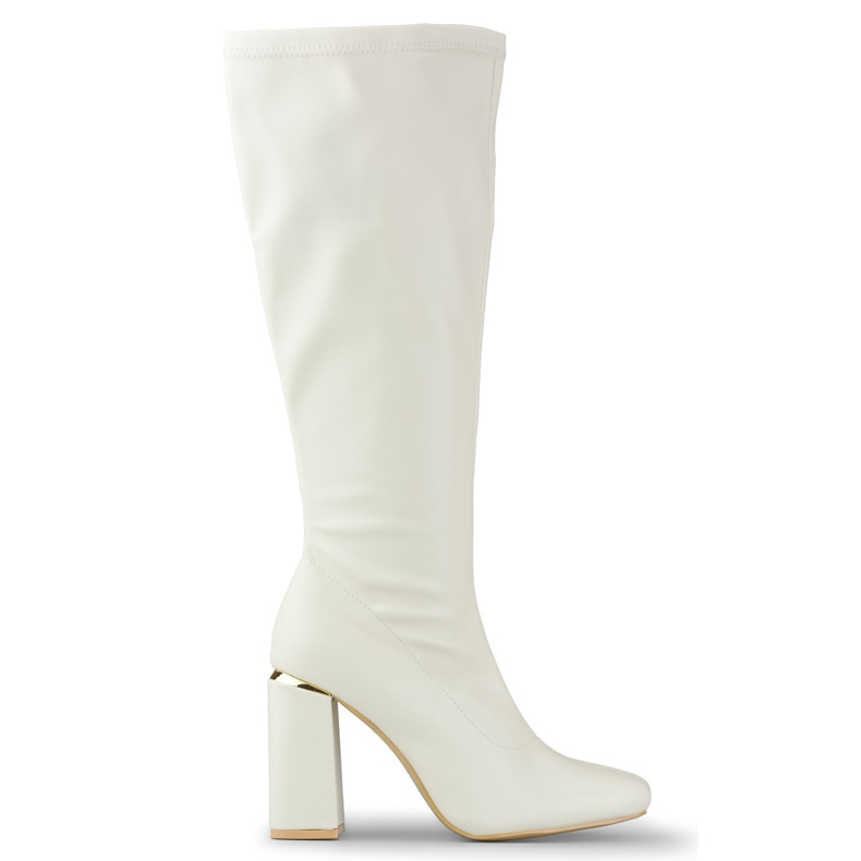 Botas ecopiel beige tacón alto