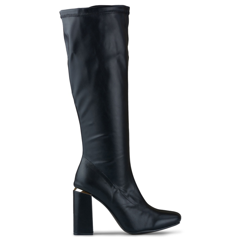 Botas negras de tacón en ecopiel negro Botas negras de tacón en ecopiel negro