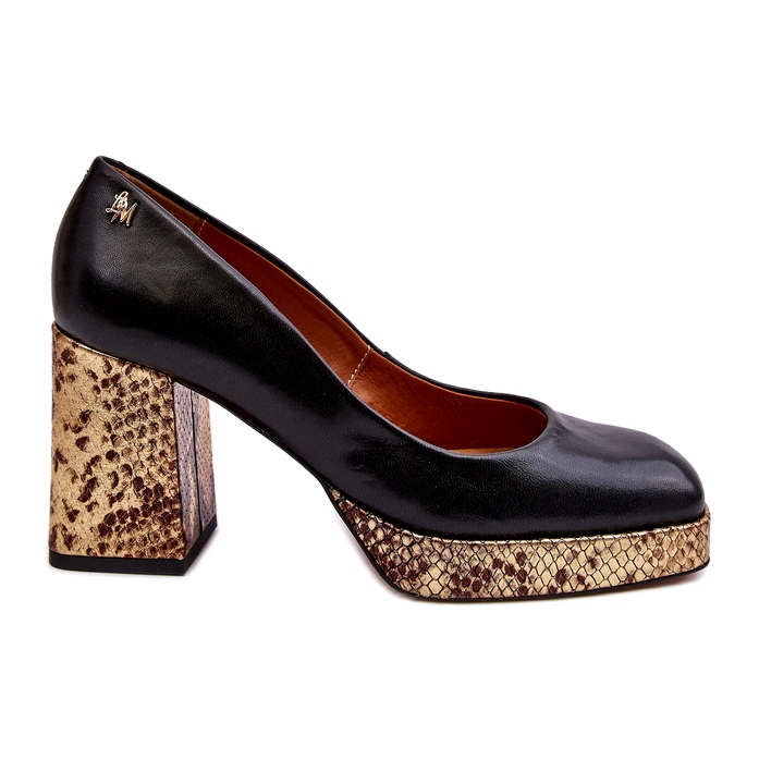 Bombas de cuero para mujeres Laura Messi 2599 Negro