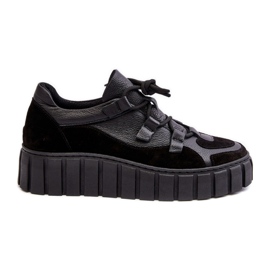 Deportivas Mujer Piel con Plataforma M01/1 Zazoo Negro