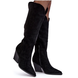 Botas vaqueras de ante negro Delia de moda