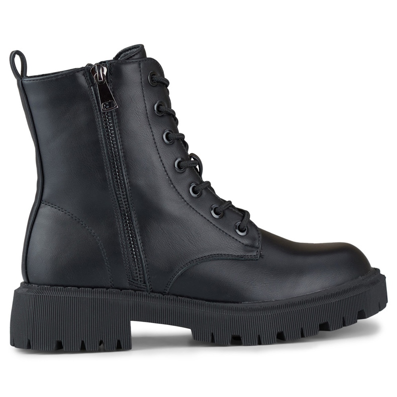 Botines negros con cordones de ecopiel para mujer