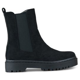 Botines de mujer de ante negro con suela gruesa